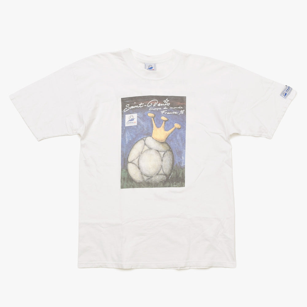 FRANCE 98 Official Art Graphic T-Shirt 1998 World Cup France Tournament White Size Unknown Soccer Saint Denis S. Decugis Poster Art Good Condition Used 4a005122