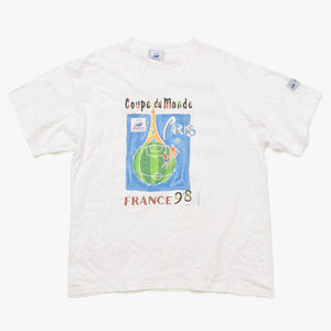 FRANCE 98 公式アートグラフィックTシャツ 1998年 ワールドカップ フランス大会 W杯 ホワイト サイズ不明 サッカー ファビアンジュアノー エッフェル塔 美品 中古 4a005123