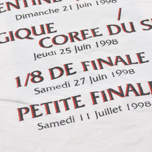 Load image into Gallery viewer, FRANCE 98 公式アートグラフィックTシャツ 1998年 ワールドカップ フランス大会 W杯 ホワイト サイズ不明 サッカー ファビアンジュアノー エッフェル塔 美品 中古 4a005123