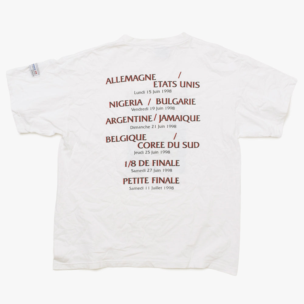 FRANCE 98 公式アートグラフィックTシャツ 1998年 ワールドカップ フランス大会 W杯 ホワイト サイズ不明 サッカー ファビアンジュアノー エッフェル塔 美品 中古 4a005123