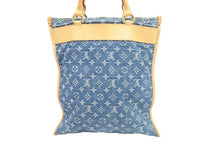 画像をギャラリービューアに読み込む, LOUISVUITTON ルイヴィトン トートバッグ フラットショッパー M95018 モノグラム デニム ブルー ゴールド金具 中古 51332