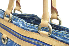画像をギャラリービューアに読み込む, LOUISVUITTON ルイヴィトン トートバッグ フラットショッパー M95018 モノグラム デニム ブルー ゴールド金具 中古 51332