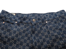 画像をギャラリービューアに読み込む, GUCCI グッチ GGロゴエコウォッシュド ズボン パンツ 649110 XDBIP サイズ 34 ブラウン インディゴブルー 美品 中古 51378