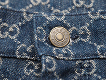 画像をギャラリービューアに読み込む, GUCCI グッチ GGロゴエコウォッシュド ズボン パンツ 649110 XDBIP サイズ 34 ブラウン インディゴブルー 美品 中古 51378