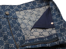 画像をギャラリービューアに読み込む, GUCCI グッチ GGロゴエコウォッシュド ズボン パンツ 649110 XDBIP サイズ 34 ブラウン インディゴブルー 美品 中古 51378