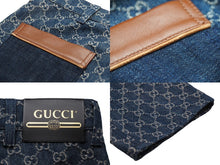 画像をギャラリービューアに読み込む, GUCCI グッチ GGロゴエコウォッシュド ズボン パンツ 649110 XDBIP サイズ 34 ブラウン インディゴブルー 美品 中古 51378