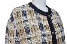 画像をギャラリービューアに読み込む, 新品同様 GUCCI グッチ ツイードジャケット アウター 691452 ZAIU7 イタリア製 ベージュ ネイビー ゴールド サイズ40 中古 51380