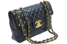 画像をギャラリービューアに読み込む, CHANEL シャネル デカマトラッセ シングルフラップ ダブルチェーン ショルダーバッグ ラムスキン ブラック 美品 中古 51398