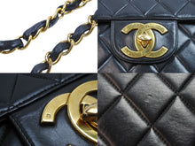 画像をギャラリービューアに読み込む, CHANEL シャネル デカマトラッセ シングルフラップ ダブルチェーン ショルダーバッグ ラムスキン ブラック 美品 中古 51398