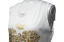 画像をギャラリービューアに読み込む, YVES SAINT LAURENT イヴサンローラン カサンドラ タンクトップノースリーブ ホワイト ゴールド コットン サイズS 美品 中古 51698