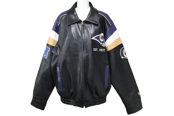 ST.LOUIS RAMS Saint Louis Rams Leather Jacket Rider's Jacket 58RG0034LA00U053 Navy Black Beige Size S Excellent Condition Used 51725