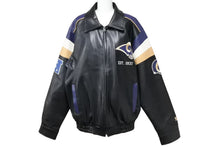 Load image into Gallery viewer, ST.LOUIS RAMS セントルイスラムズ レザージャケット ライダース 58RG0034LA00U053 ネイビー ブラック ベージュ S 美品 中古 51725