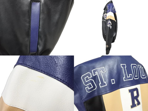ST.LOUIS RAMS Saint Louis Rams Leather Jacket Rider's Jacket 58RG0034LA00U053 Navy Black Beige Size S Excellent Condition Used 51725