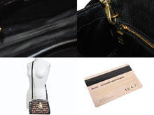 Load image into Gallery viewer, MIUMIU ミュウミュウ ジャガード マドラス ショルダーバッグ ブラック ゴートレザー 5BH131 ロゴ ゴールド金具 美品 中古 4b005175