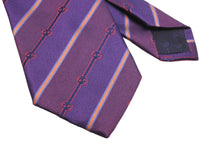 画像をギャラリービューアに読み込む, GUCCI グッチ ネクタイ ストライプ トムブラウン期 GG柄 ロゴ シルク パープル ブルー オレンジ レッド 美品 中古 51802