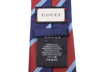 Load image into Gallery viewer, Gucci グッチ ネクタイ 紳士 極美品 ストライプ レッド ブルー GGマーク イタリア製 148x7cm 中古 51803