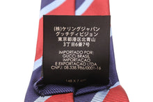 Load image into Gallery viewer, Gucci グッチ ネクタイ 紳士 極美品 ストライプ レッド ブルー GGマーク イタリア製 148x7cm 中古 51803