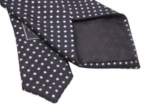 画像をギャラリービューアに読み込む, GUCCI グッチ ネクタイ 紳士 ブラック ホワイト シルク 水玉 総柄 服飾小物 トムフォード期 美品 中古 51810