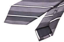 画像をギャラリービューアに読み込む, GUCCI グッチ ネクタイ トムフォード期 ストライプ スーツ シルク ブラック グレー ホワイト 美品 中古 51812