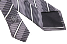 画像をギャラリービューアに読み込む, GUCCI グッチ ネクタイ トムフォード期 ストライプ スーツ シルク ブラック グレー ホワイト 美品 中古 51812