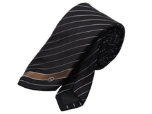 画像をギャラリービューアに読み込む, GUCCI グッチ ネクタイ トムフォード期 ストライプ 服飾小物 ブランド ロゴ シルク ブラック シルバー ゴールド 美品 中古 51813