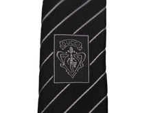 画像をギャラリービューアに読み込む, GUCCI グッチ ネクタイ トムフォード期 ストライプ 服飾小物 ブランド ロゴ シルク ブラック シルバー ゴールド 美品 中古 51813