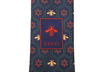 画像をギャラリービューアに読み込む, GUCCI グッチ ミケーレ ネクタイ 極美品 紳士 ネイビー レッド グリーン 148x7cm GGデザイン 中古 51816