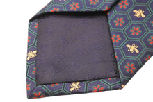 画像をギャラリービューアに読み込む, GUCCI グッチ ミケーレ ネクタイ 極美品 紳士 ネイビー レッド グリーン 148x7cm GGデザイン 中古 51816