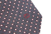 画像をギャラリービューアに読み込む, GUCCI グッチ ネクタイ スーツ 紳士 ドット柄 ロゴ コットン グレー レッド シルバー 美品 中古 51817