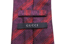 画像をギャラリービューアに読み込む, GUCCI グッチ ネクタイ ストライプ 総柄 GG トムブラウン期 シルク レッド パープル 美品 中古 51818