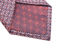画像をギャラリービューアに読み込む, GUCCI グッチ ネクタイ GG柄 総柄 トムフォード期 シルク レッド ピンク ブラウン シルバー 美品 中古 51823