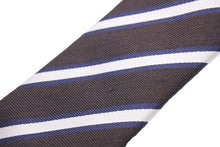 画像をギャラリービューアに読み込む, DOLCE&amp;GABBANA ドルチェアンドガッバーナ ネクタイ 紳士 シルク ブラウン シルバー ストライプ 美品 中古 51833