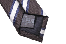 画像をギャラリービューアに読み込む, DOLCE&amp;GABBANA ドルチェアンドガッバーナ ネクタイ 紳士 シルク ブラウン シルバー ストライプ 美品 中古 51833