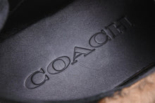 画像をギャラリービューアに読み込む, COACH コーチ シグネチャーファースリッパシューズ スリッポン ファー モノグラム柄 USサイズ9D ブラック ブラウン 美品 中古 51943