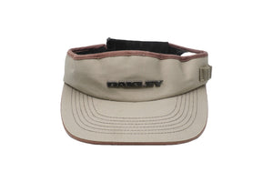 Oakley Sun Visor Logo Plate 35460 Made in China Cotton Beige Brown Silver Hardware Good Used 52022