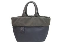 Load image into Gallery viewer, PRADA プラダ トートバッグ ハンドバッグ 三角プレート ブラック カーキ ナイロン リバーシブル シルバー金具 良品 中古 52030
