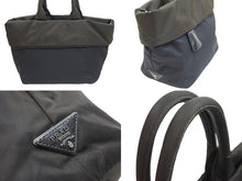 Load image into Gallery viewer, PRADA プラダ トートバッグ ハンドバッグ 三角プレート ブラック カーキ ナイロン リバーシブル シルバー金具 良品 中古 52030