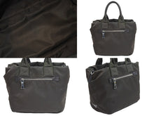 Load image into Gallery viewer, PRADA プラダ トートバッグ ハンドバッグ 三角プレート ブラック カーキ ナイロン リバーシブル シルバー金具 良品 中古 52030