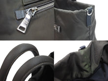 Load image into Gallery viewer, PRADA プラダ トートバッグ ハンドバッグ 三角プレート ブラック カーキ ナイロン リバーシブル シルバー金具 良品 中古 52030