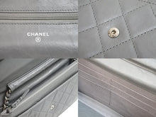 画像をギャラリービューアに読み込む, CHANEL シャネル 長財布 チェーンウォレット フラップ 12番台 2008年 グレインカーフレザー グレー シルバー金具 美品 中古 52095