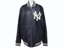 画像をギャラリービューアに読み込む, Supreme x Yankees シュプリームヤンキース ベースボールジャケット RN101837 ラムスキン ポリエステル ネイビー 美品 中古 4b005210