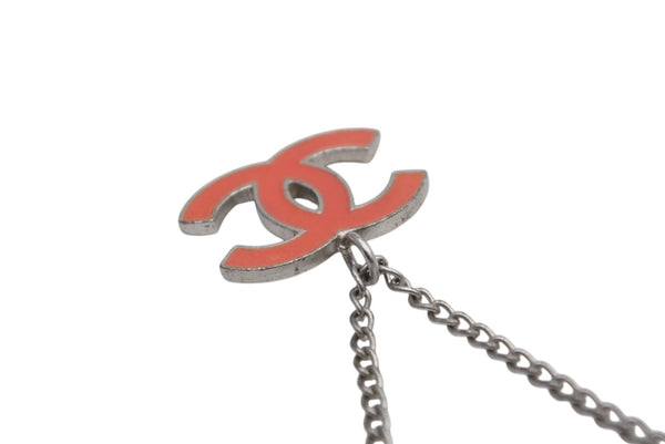 CHANEL シャネル ココマーク ネックレス 重量約5.9g 04刻印 シルバー オレンジ メタル 美品 中古 52113