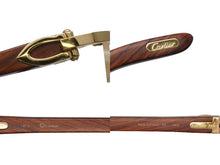 Load image into Gallery viewer, 極美品 Cartier カルティエ レクタングル リムレス メガネ ウッドテンプル 度なし 3536104 ブラウン ゴールド □19 中古 52141