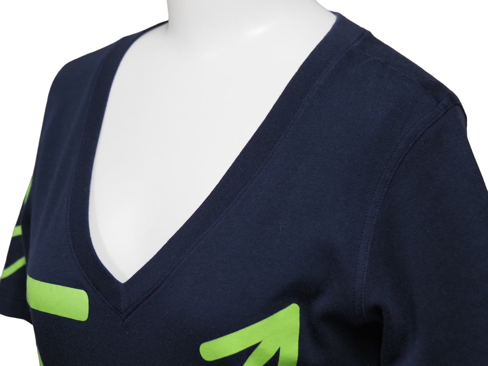Christian Dior Christian Dior Short Sleeve T-shirt V-neck 4A16155957 Navy Green Cotton Size 36 Good Condition Used 52245