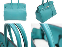Load image into Gallery viewer, 極美品 HERMES エルメス BIRKIN バーキン35 ブルーパオン シルバー金具 トリヨン ハンドバッグ X刻印 中古 52352