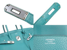 Load image into Gallery viewer, 極美品 HERMES エルメス BIRKIN バーキン35 ブルーパオン シルバー金具 トリヨン ハンドバッグ X刻印 中古 52352