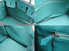 Load image into Gallery viewer, 極美品 HERMES エルメス BIRKIN バーキン35 ブルーパオン シルバー金具 トリヨン ハンドバッグ X刻印 中古 52352