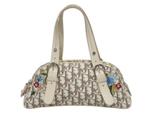 Load image into Gallery viewer, Christian Dior クリスチャンディオール フラワー刺繍 トロッター ハンドバッグ キャンバス レザー ベージュ 美品 中古 4b005246