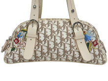 Load image into Gallery viewer, Christian Dior クリスチャンディオール フラワー刺繍 トロッター ハンドバッグ キャンバス レザー ベージュ 美品 中古 4b005246