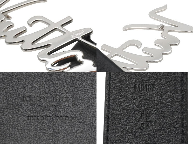 美品✨ルイヴィトン ベルト LVロゴ サンチュール レザー ロゴ金具 ブラック LOUIS VUITTON（ルイ・ヴィトン） 【超美品】ルイヴィトン サン